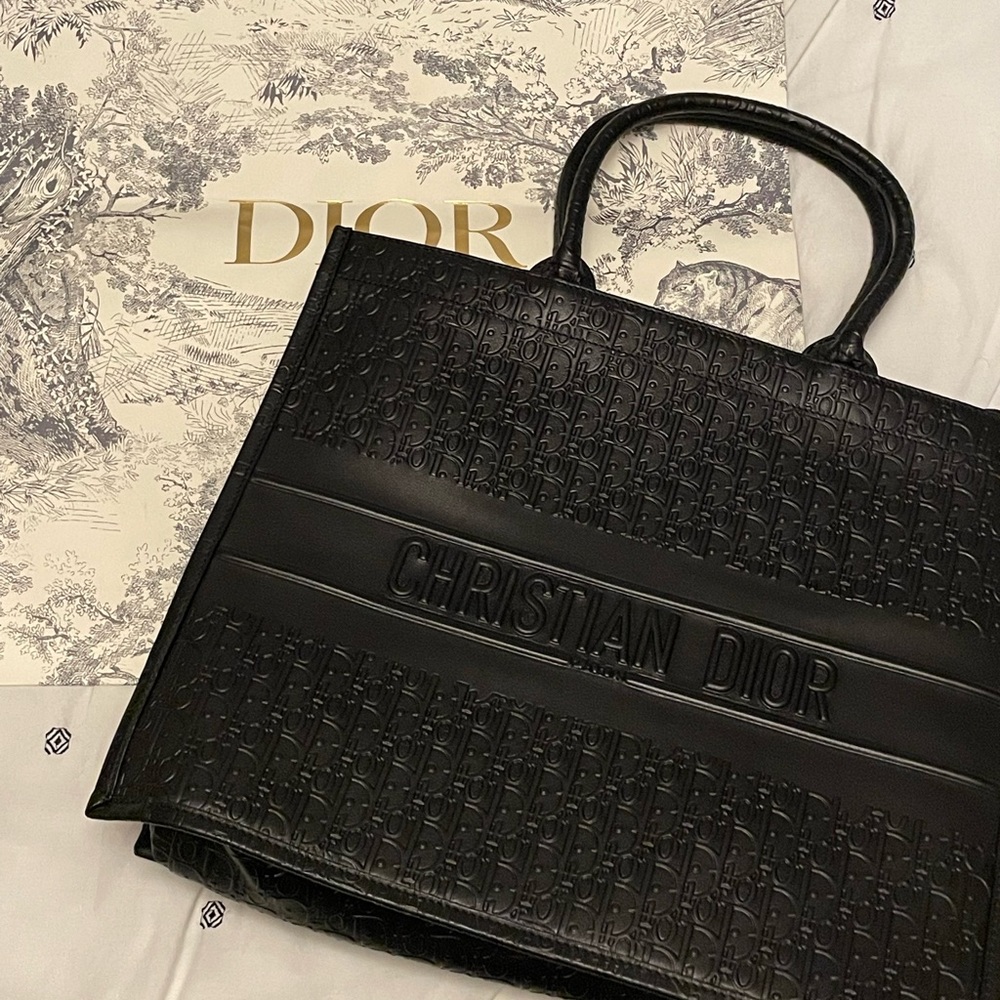 Dior embossed calfskin tote